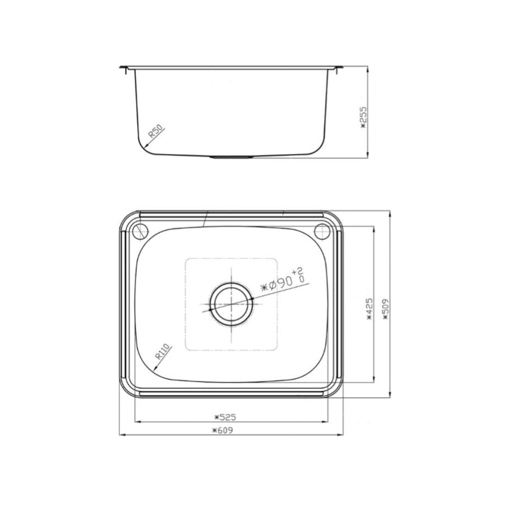 Argent Format 610 Laundry Sink Sidewall Bypass Right Hand - 1 Tap Hole - KS406112RB