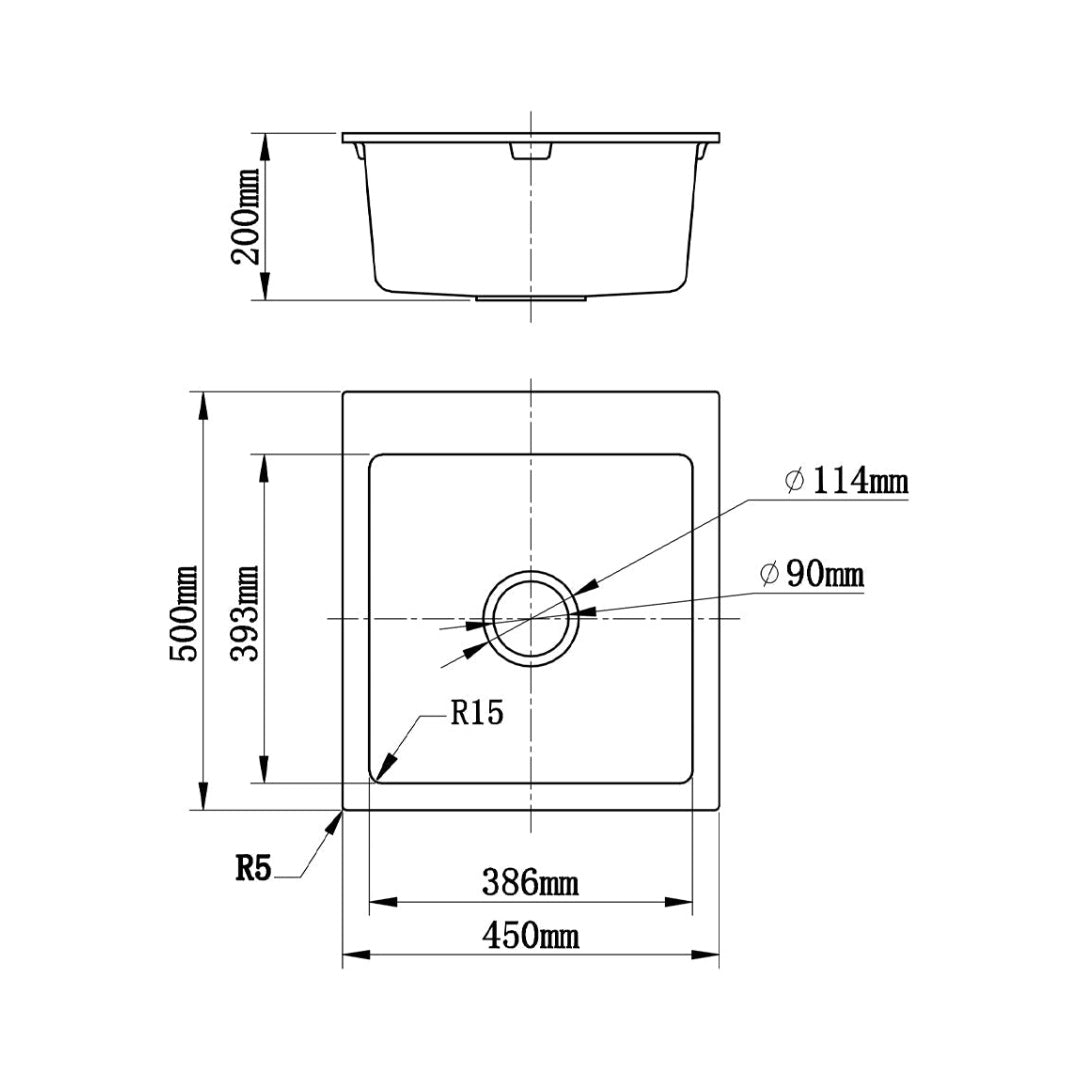 Argent Grace 450 Kitchen Sink White - 1 Taphole - KS5045400WH