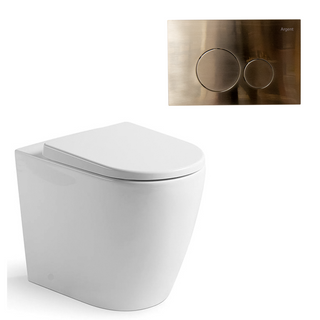 Argent Grace Hygienic Flush Wall Faced Package - Argent Cistern - Round Brushed Nickel Button - 8H16901S4B + IN38905 + F5020BN