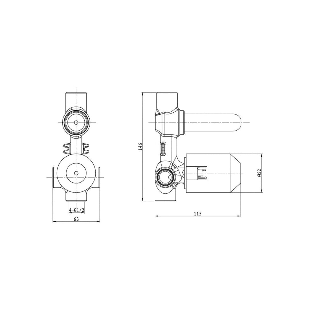 Argent Grace Diverter Wall Mixer - Chrome - DM334147 + DM330047