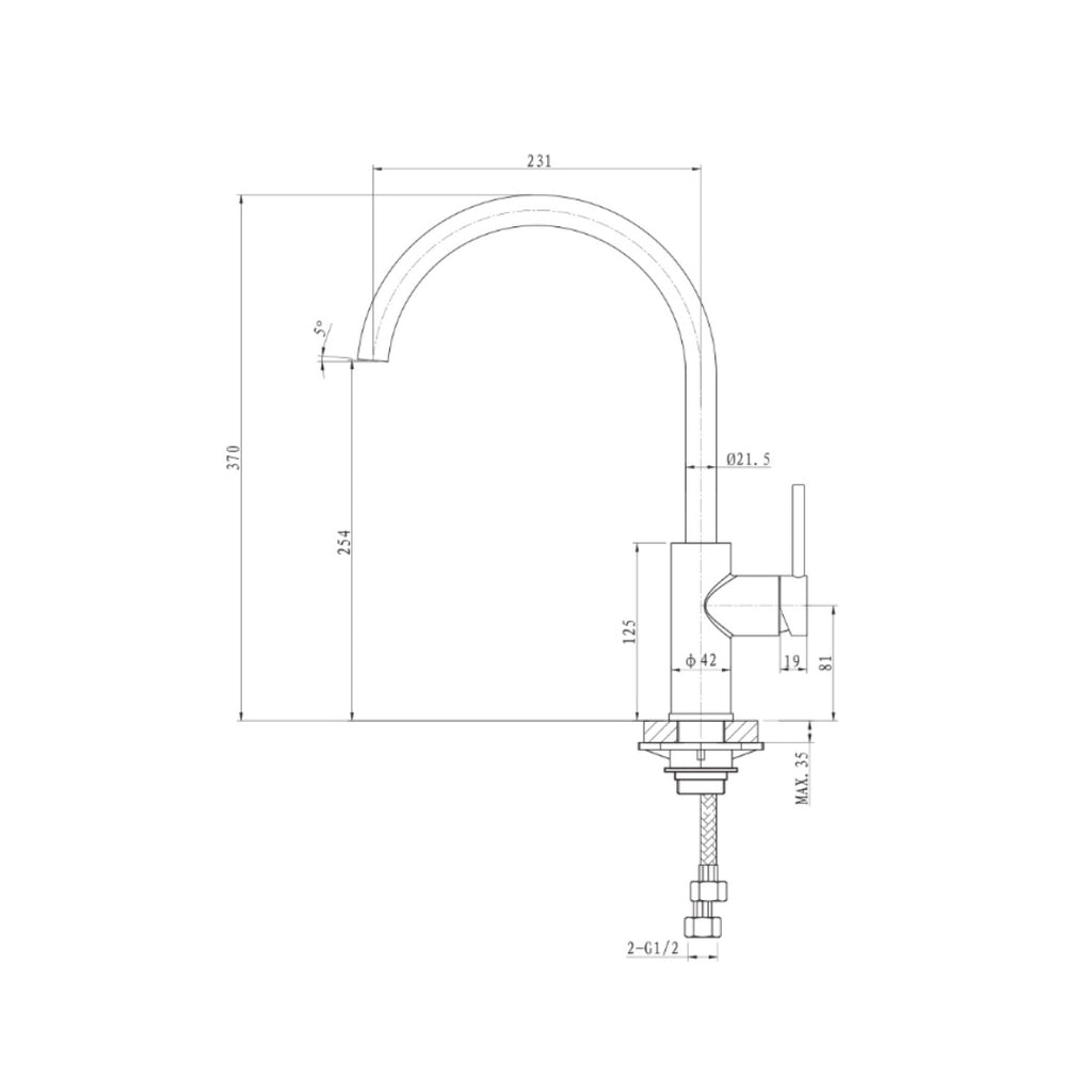 Argent Grace Gooseneck Kitchen Mixer - Gun Metal - KM424408GM
