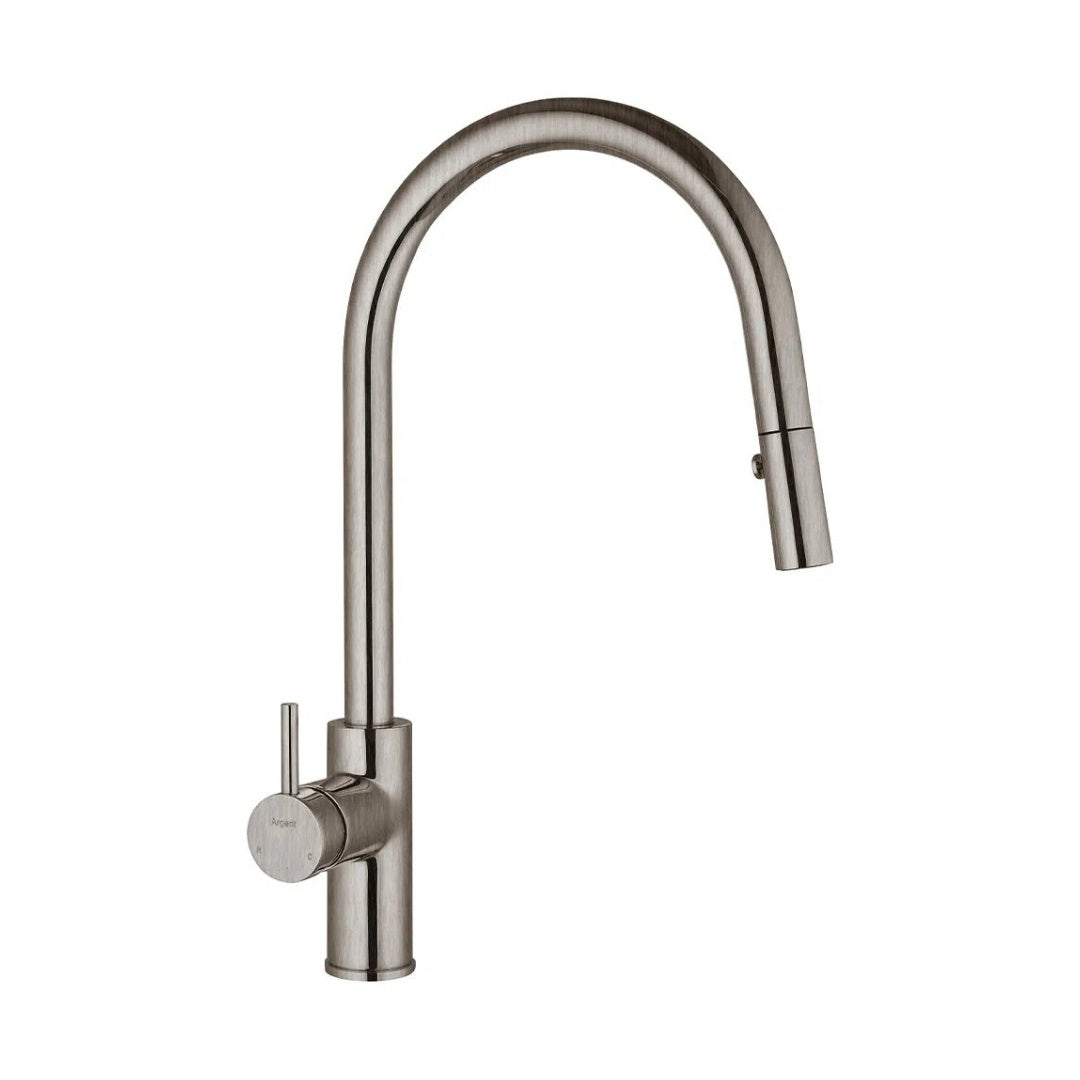 Argent Grace Gooseneck Kitchen Mixer with Pull-Out Spray - Brushed Nickel - KM422889BN