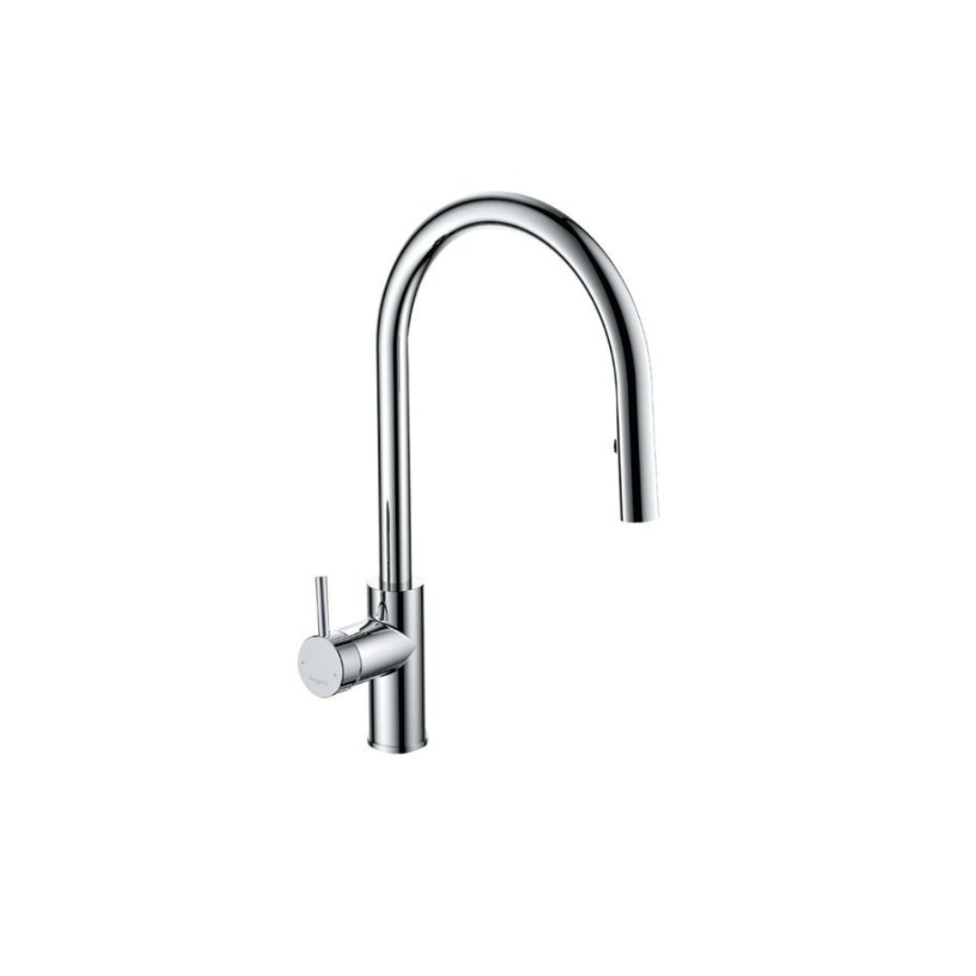 Argent Grace Gooseneck Kitchen Mixer with Pull-Out Spray - Chrome - KM422889