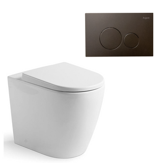 Argent Grace Hygienic Flush Wall Faced Package - Argent Cistern - Round Gun Metal Button - 8H16901S4B + IN38905 + F5020GM