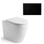 Argent Grace Hygienic Flush Wall Faced Package - Argent Cistern - Round Matte Black Button - 8H16901S4B + IN38905 + F5020MB