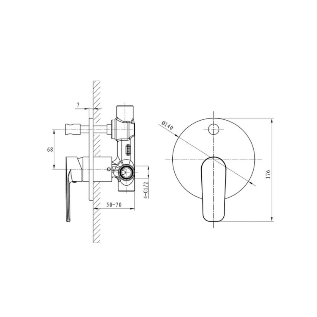 Argent Pace Diverter Mixer - Matte Black - DM33264795 + DM33004795
