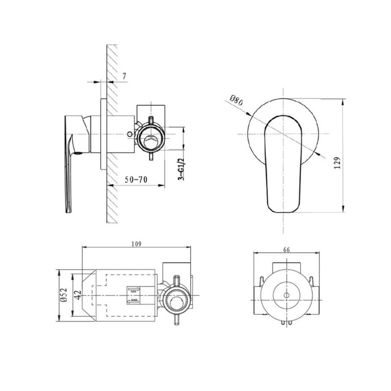 Argent Pace Shower Mixer - Brushed Nickel