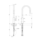 Armando Vicario Luz Gooseneck Pull-Out Mixer - Brushed Chrome - LUZ-1BC