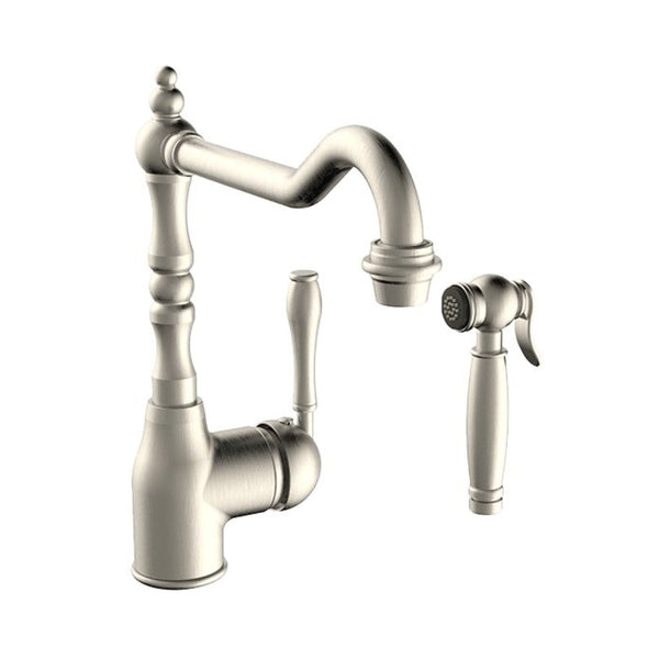 Armando Vicario Provincial Kitchen Mixer with Side Spray – Brushed Nickel
