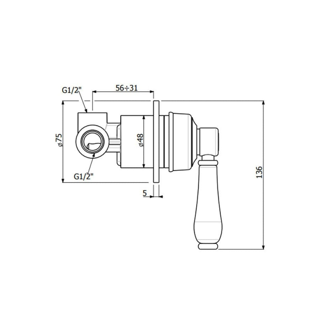 Armando Vicario Provincial Shower Wall Mixer - Chrome - 9060C