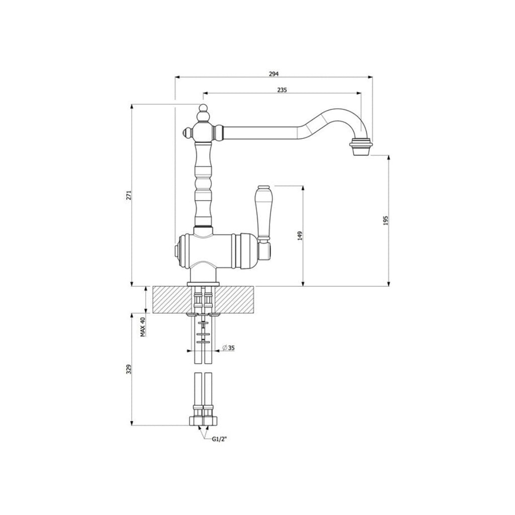 Armando Vicario Provincial Single Lever Sink Mixer - Brushed Nickel - 2050BN