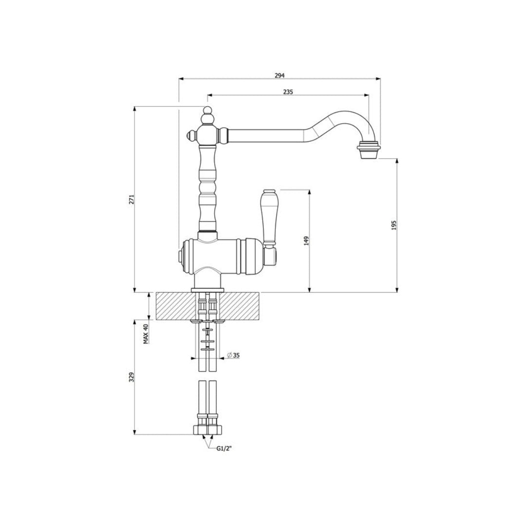 Armando Vicario Provincial Single Lever Sink Mixer - Brushed Nickel - 2050BN
