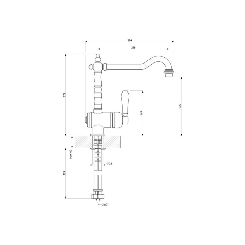 Armando Vicario Provincial Single Lever Sink Mixer - Chrome - 2050C