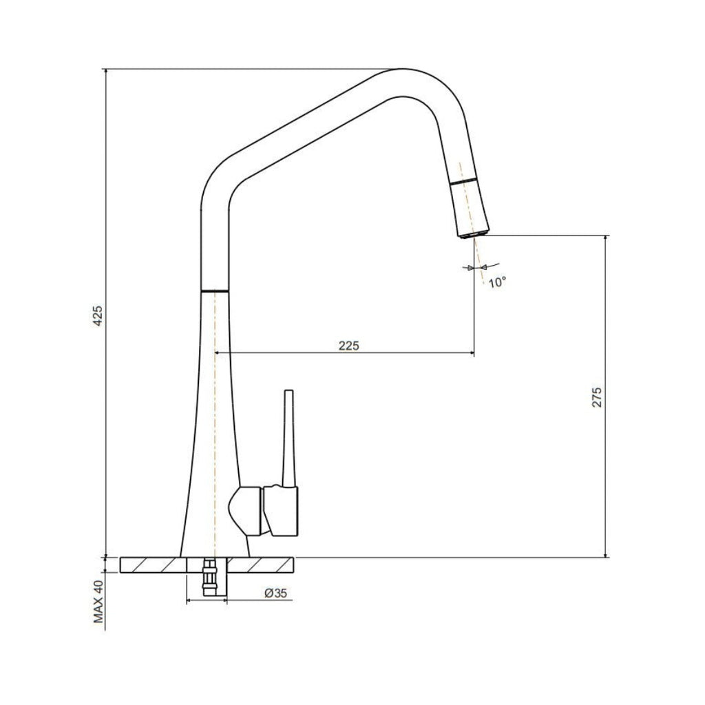 Armando Vicario Tink-D Kitchen Mixer With Pull Out - Chrome - TINKD