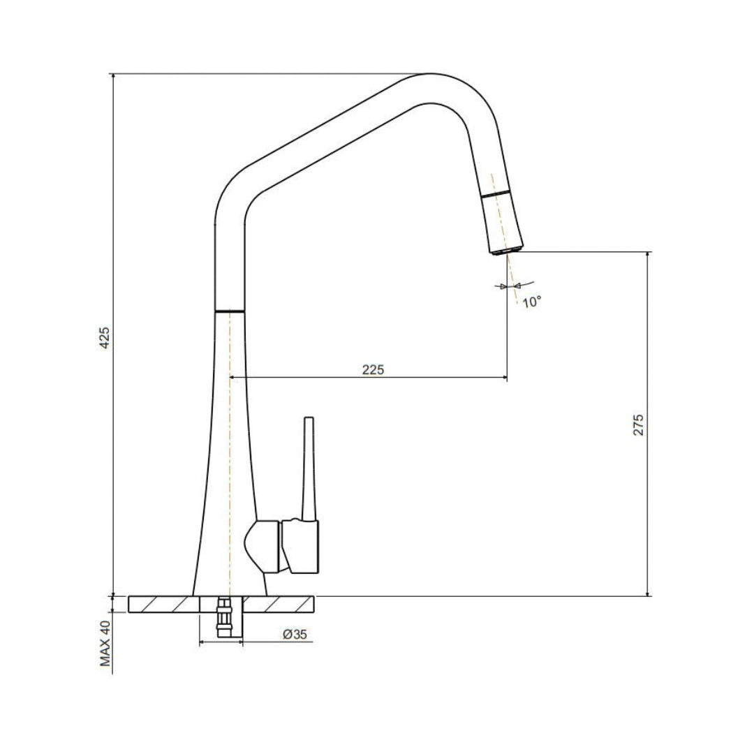 Armando Vicario Tink-D Kitchen Mixer With Pull Out - Chrome - TINKD