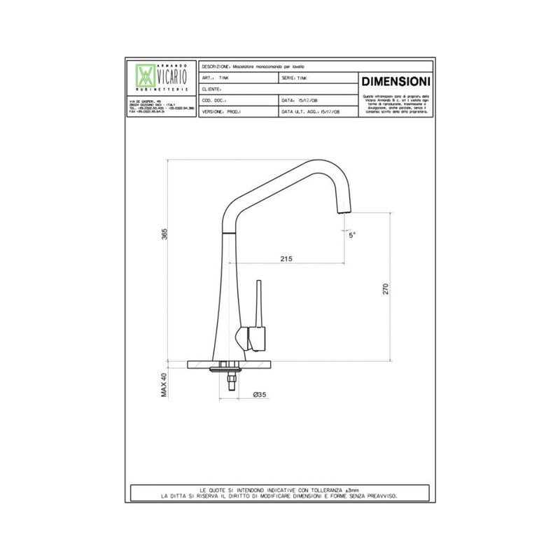 Armando Vicario Tink Kitchen Mixer - Brushed Nickel