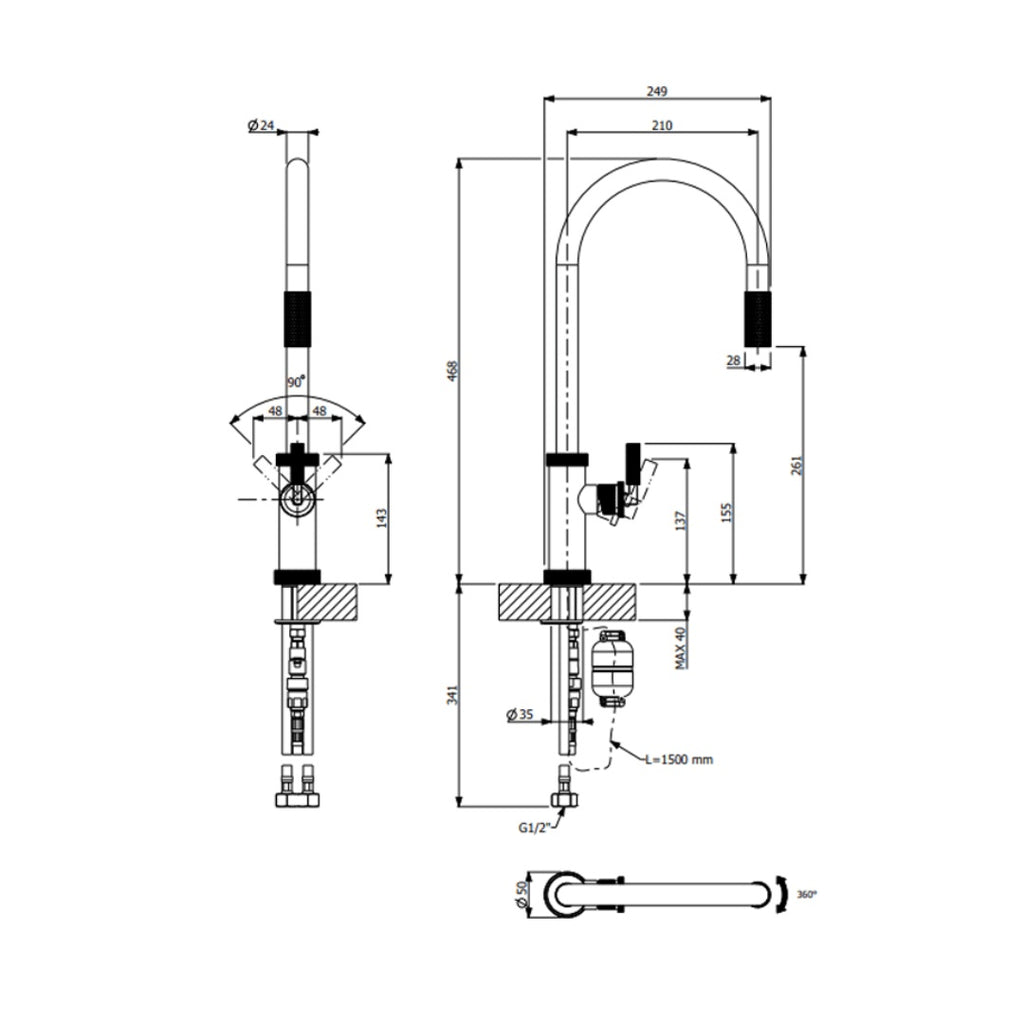 Armando Vicario Urban D Pull Out Kitchen Mixer - Chrome - 400728
