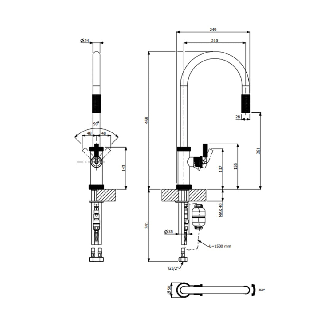 Armando Vicario Urban D Pull Out Kitchen Mixer - Chrome - 400728