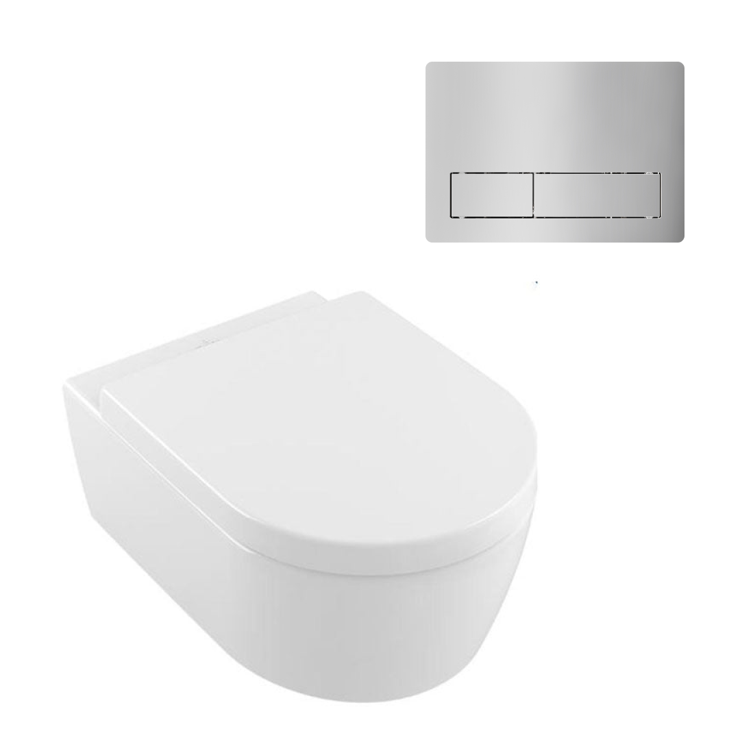 Villeroy & Boch Avento DirectFlush Wall Hung Toilet incl/VB Cistern Package - 150S Chrome Button - 5656R001S4B + 92233500 + 92241561