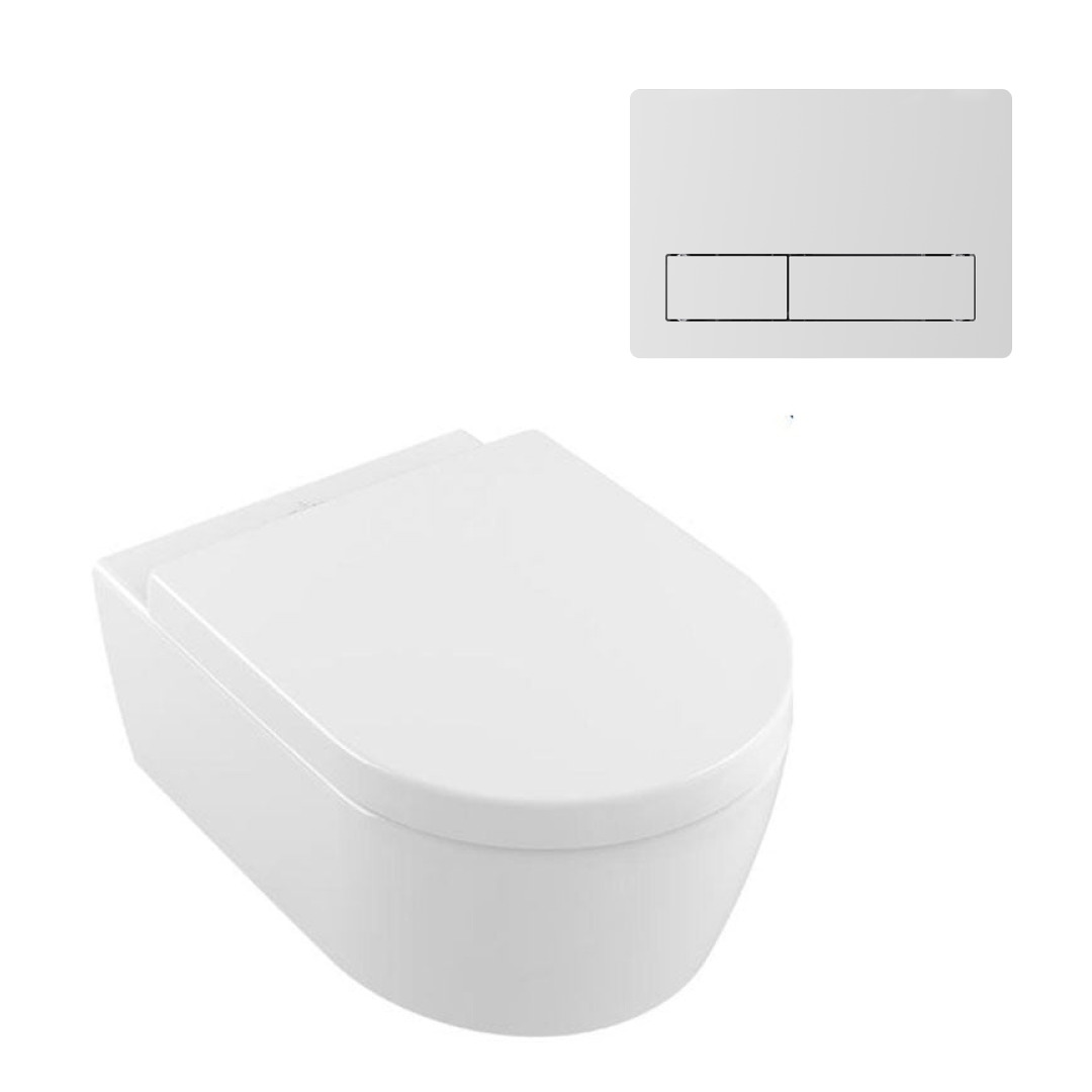 Villeroy & Boch Avento DirectFlush Wall Hung Toilet incl/VB Cistern Package - 150S Matte White Button - 5656R001S4B + 92233500 + 922415RW