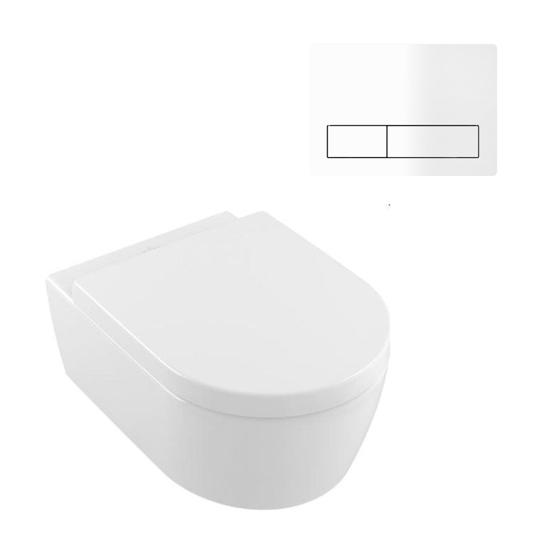 Villeroy & Boch Avento DirectFlush Wall Hung Toilet incl/VB Cistern Package - 150S White Button - 5656R001S4B + 92233500 + 92241568