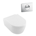 Villeroy & Boch Avento DirectFlush Wall Hung Toilet incl/VB Cistern Package - E100 Chrome Button - 5656R001S4B + 92233500 + 92248561