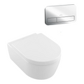 Villeroy & Boch Avento DirectFlush Wall Hung Toilet incl/VB Cistern Package - E200 Chrome Button - 5656R001S4B + 92233500 + 92249061