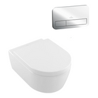Villeroy & Boch Avento DirectFlush Wall Hung Toilet incl/VB Cistern Package - E200 Chrome Button - 5656R001S4B + 92233500 + 92249061