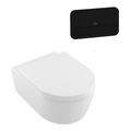 Villeroy & Boch Avento DirectFlush Wall Hung Toilet incl/VB Cistern Package - E200 Matte Black Button - 5656R001S4B + 92233500 + 922490AN