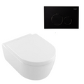 Villeroy & Boch Avento Directflush Wall Hung Toilet Package Argent Cistern - Round Matte Black Button - 5656R001S4B + IN48905 + F5020MB