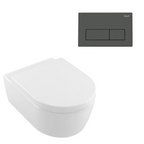 Villeroy & Boch Avento Directflush Wall Hung Toilet Package Argent Cistern - Square Gun Metal Button - 5656R001S4B + IN48905 + IN38785GM