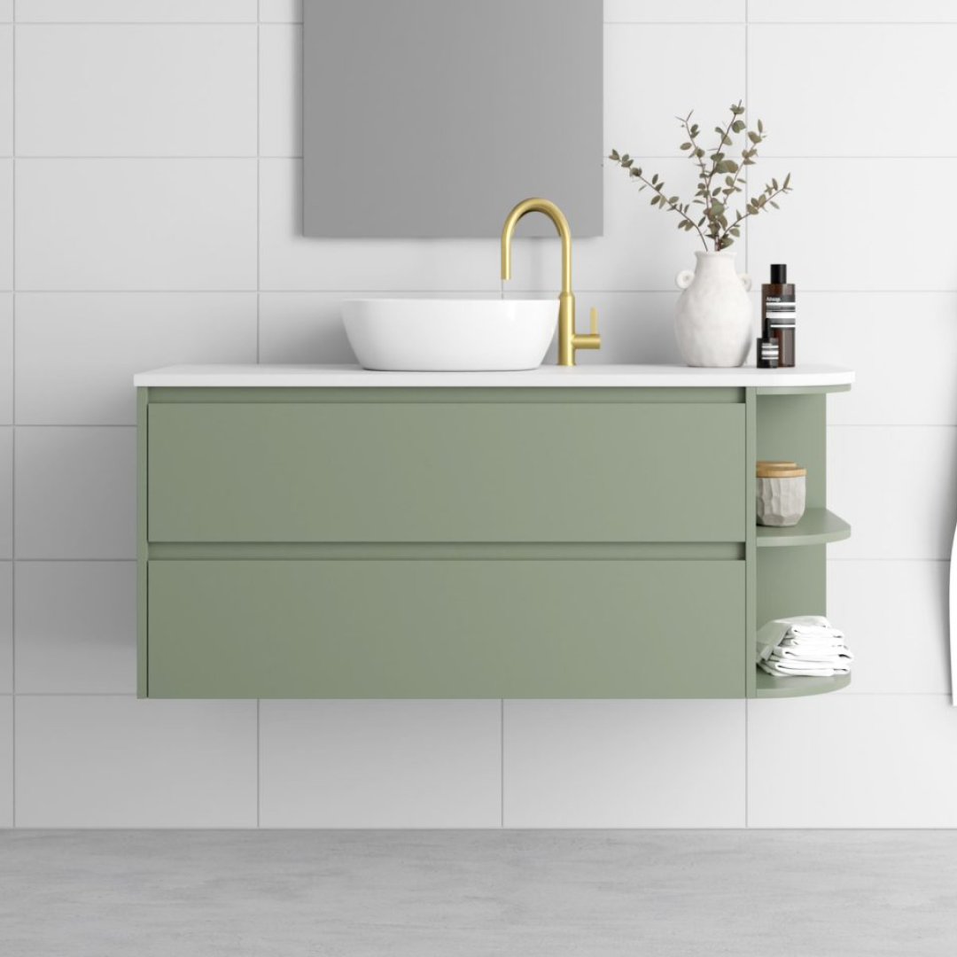 Marquis Avion 1200mm Wall Hung Vanity with Right Hand Shelf - Avion 4-RHD + Ottimo Basin