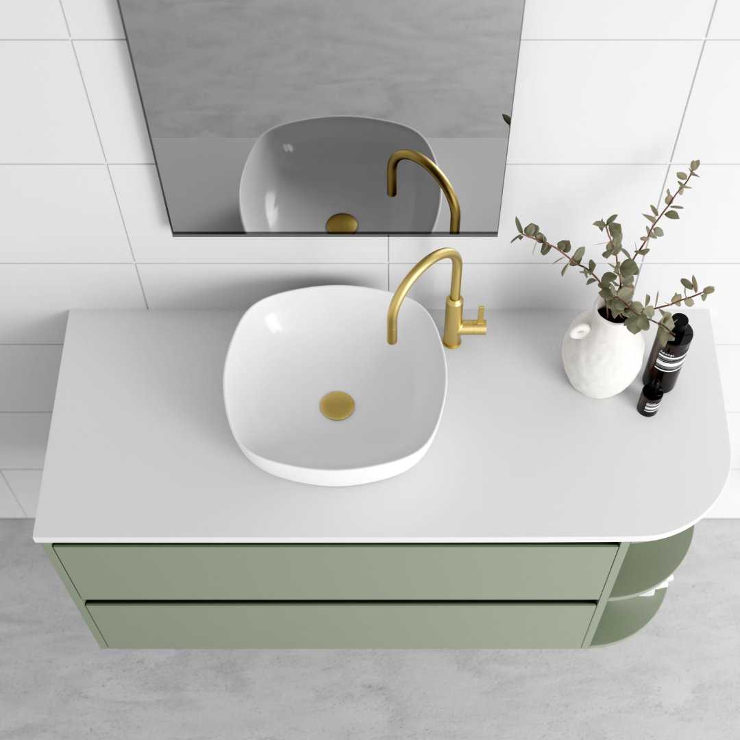 Marquis Avion 1200mm Wall Hung Vanity with Right Hand Shelf - Avion 4-RHD + Ottimo Basin