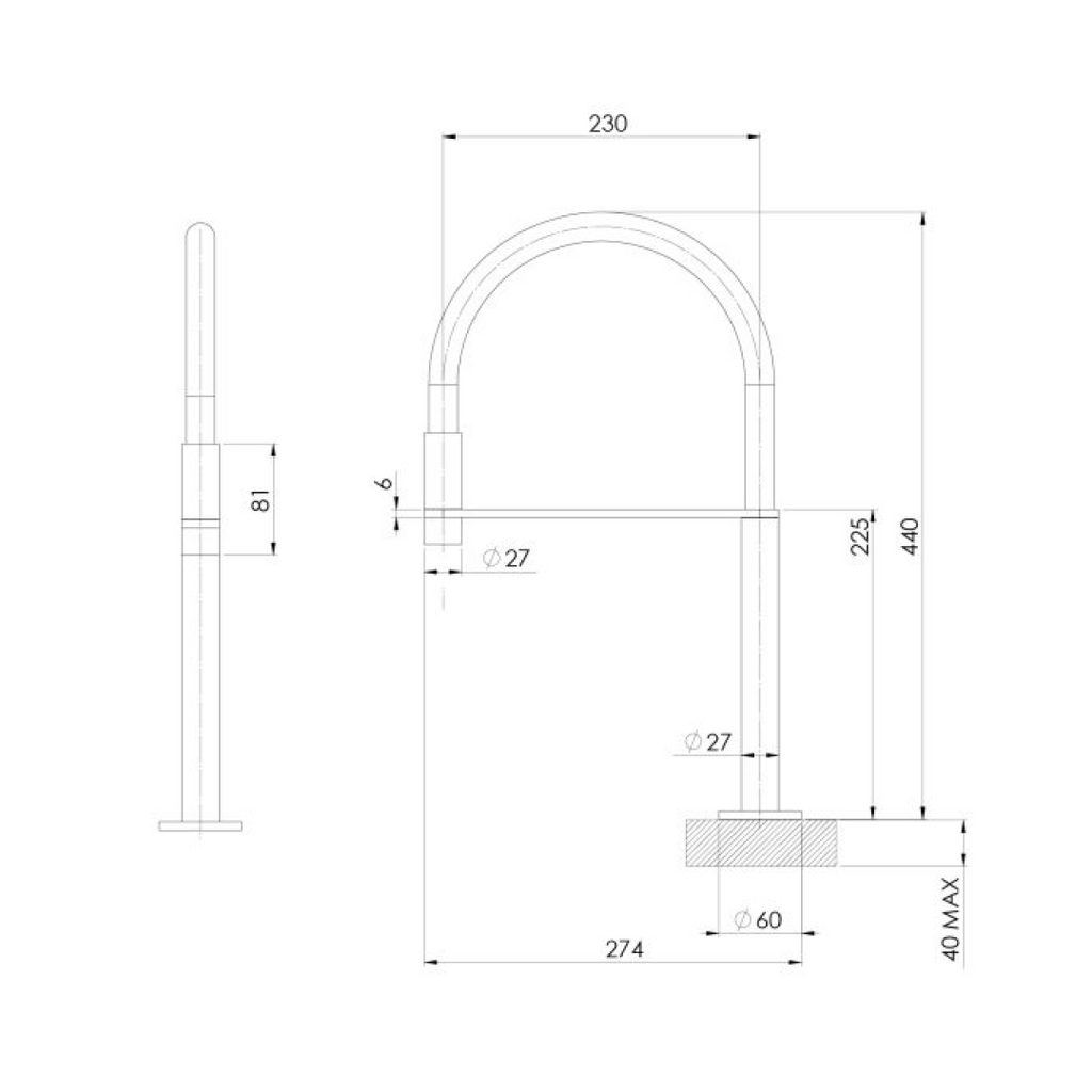 Phoenix Axia 230mm Hob Flexible Sink Outlet - Chrome - 117-0760-00