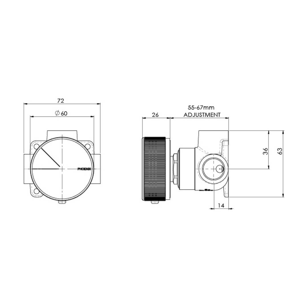 Phoenix Axia Shower/Wall Mixer - Chrome - 117-7800-00