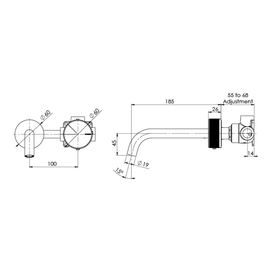 Phoenix Axia 180mm Curved Wall Basin/Bath Mixer Set - Chrome - 117-7815-00