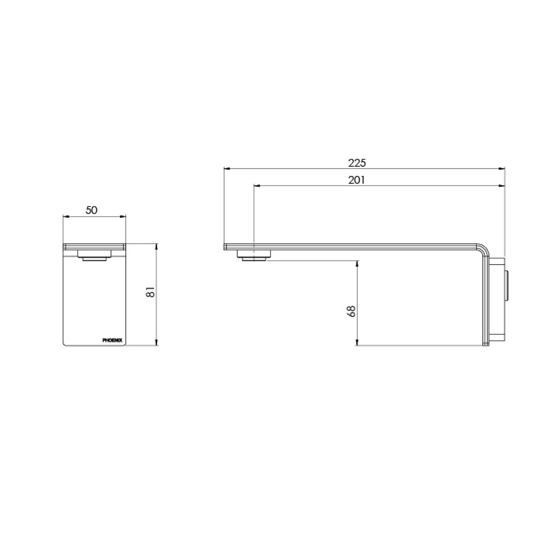Phoenix Axia Wall Basin / Bath 200mm Outlet - Matte Black - 117-7610-10
