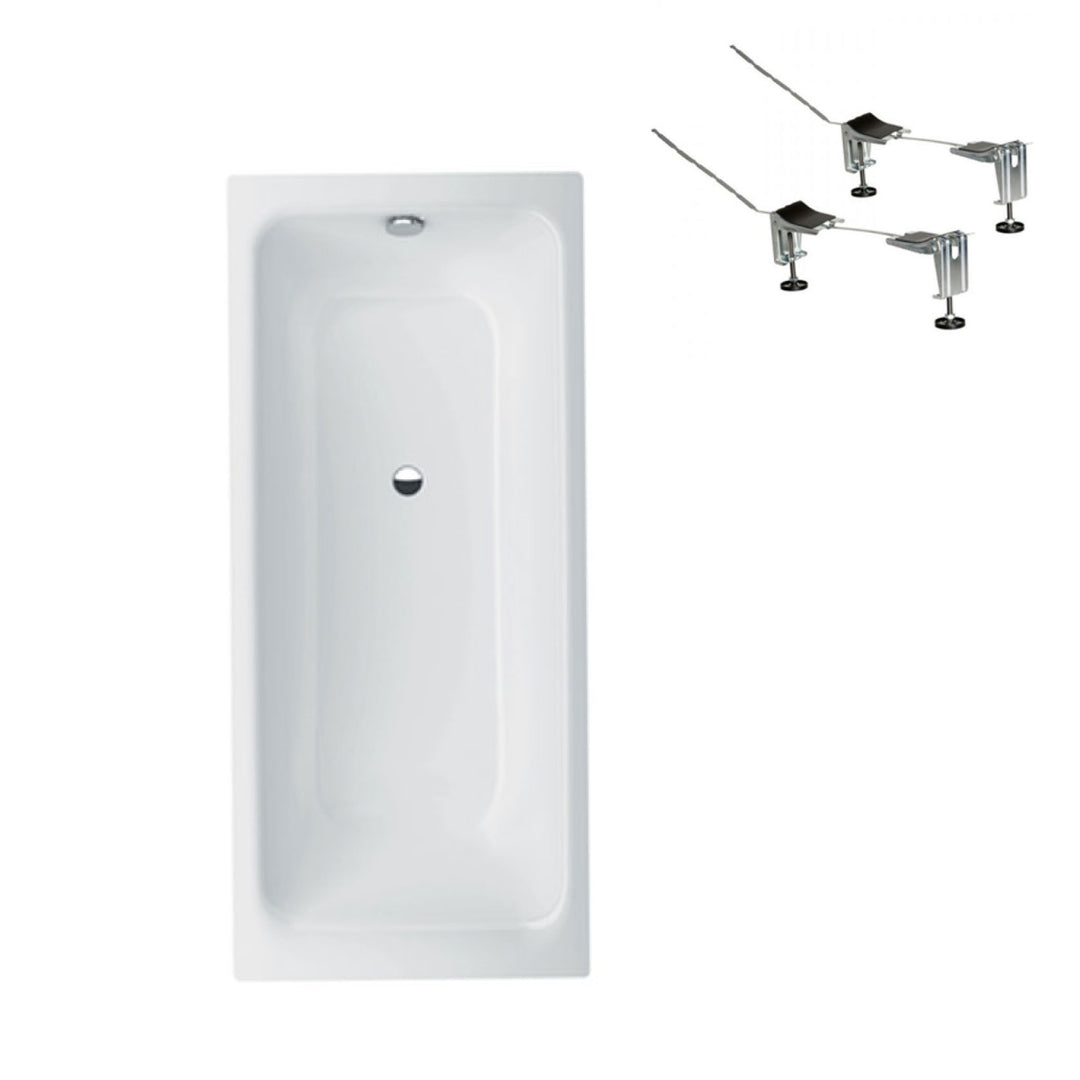Bette Betteselect 1800mm Glazed Titanium Steel Island Bath With Chrome Overflow, Waste and Bath Filler Includes Bath Feet - Gloss White - B3413WFB + B23-1500