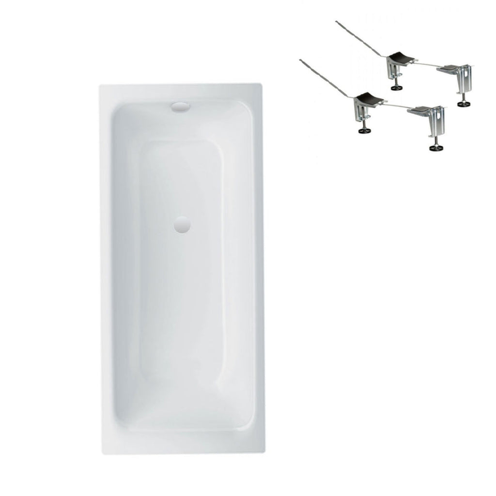 Bette Betteselect 1600mm Island Bath With White Overflow and Waste Includes Bath Feet - Gloss White - B1303WWOB + B23-1500