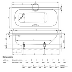 Bette BetteForm 1700 Glazed Titanium Steel Drop-In Bath - B2945B (No Box) - B2945B-Ex-Display
