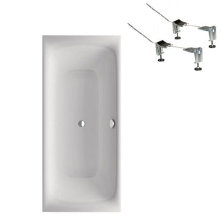 Bette Lux Rectangular Steel Enamel Bath 1700mm Includes Bath Feet - Gloss White - B3440WOB + B23-1500