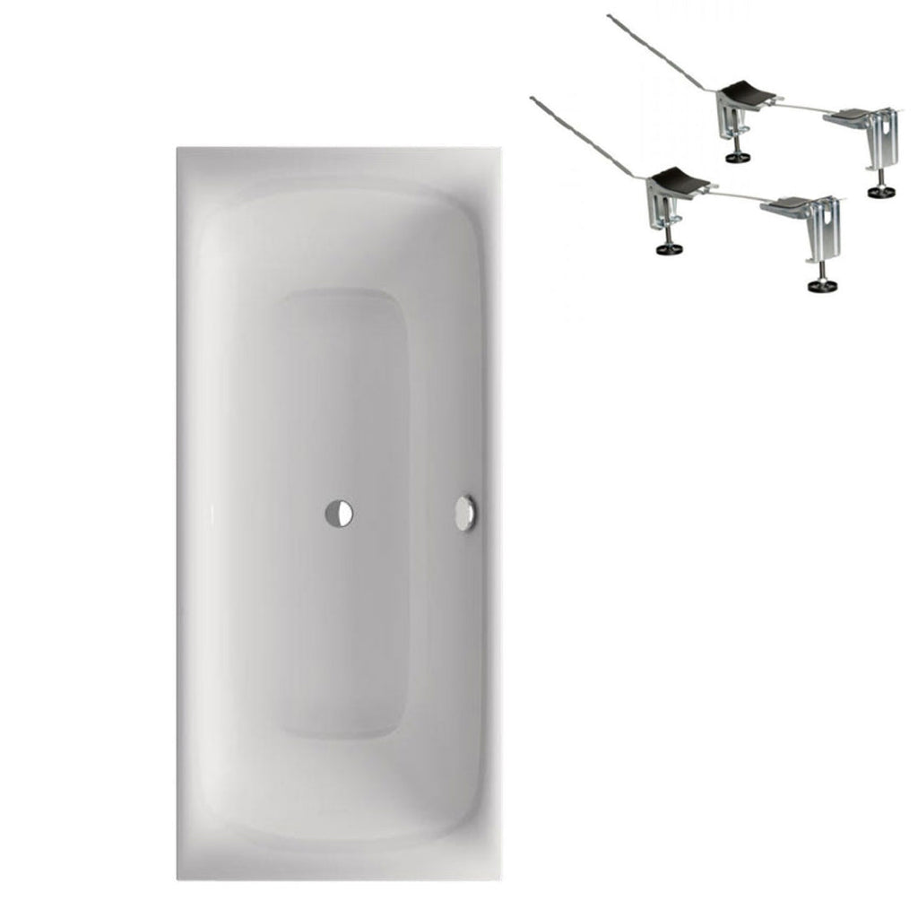 Bette Lux 1700mm Rectangular Steel/Enamel Bath With Overflow, Waste and Bath Filler & Bath Feet- Gloss White - B3440WFB + B23-1500
