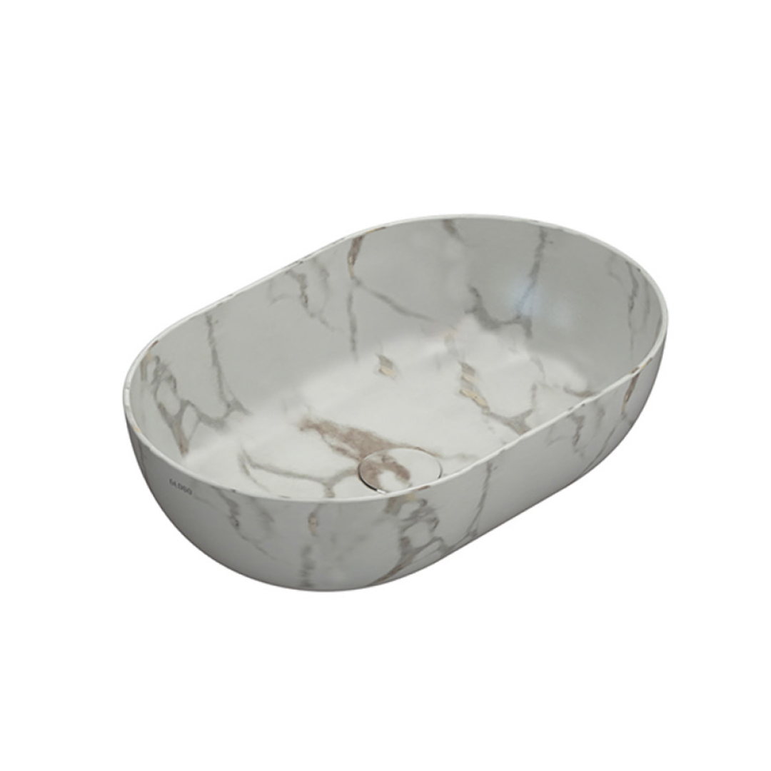 Globo T-Edge Oval Countertop Basin 540mm - Arabescato Chiaro - B6O54AC