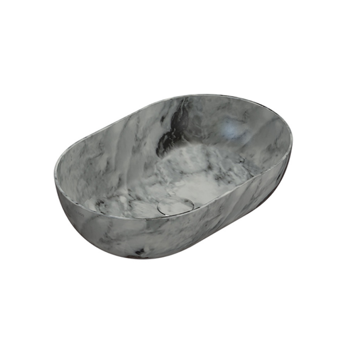 Globo T-Edge Oval Countertop Basin 540mm - Arabescato Grigio - B6O54AG