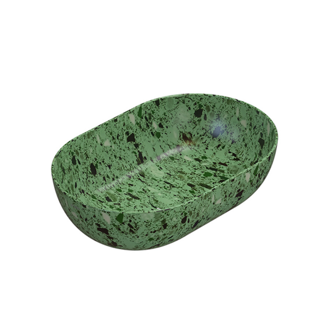 Globo T-Edge Oval Countertop Basin 540mm - Graniglia Verde - B6O54GV