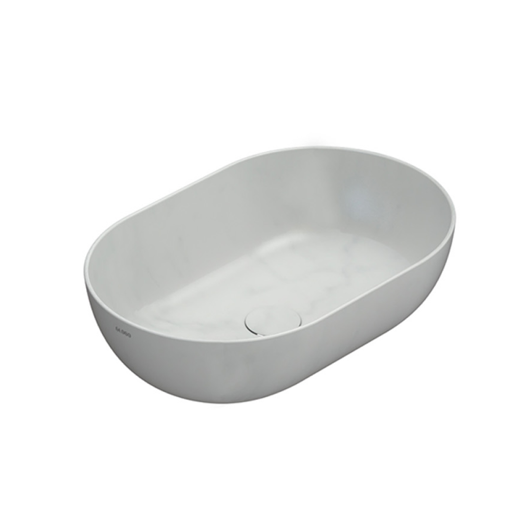 Globo T-Edge Oval Countertop Basin 540mm - Marmo di Carrara - B6O54MC