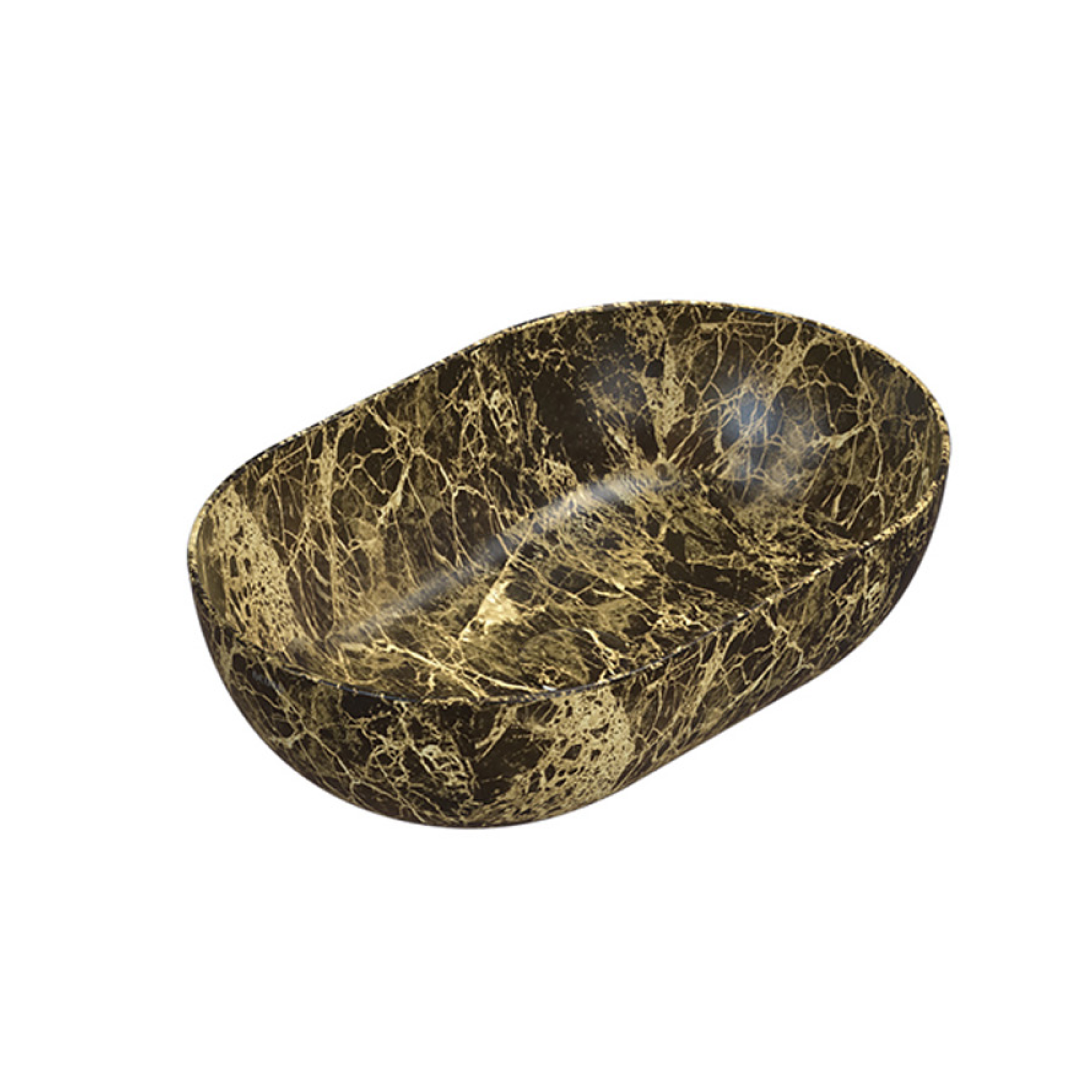 Globo T-Edge Oval Countertop Basin 540mm - Portoro Marrone - B6O54PM