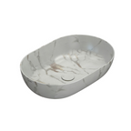 Globo T-Edge Oval Countertop Basin 600mm - Arabescato Chiaro - B6O60AC