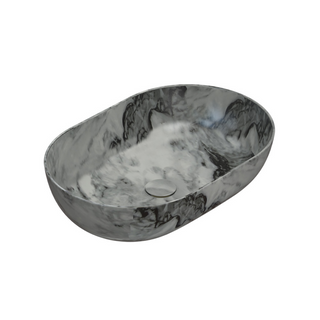 Globo T-Edge Oval Countertop Basin 600mm - Arabescato Grigio - B6O60AG