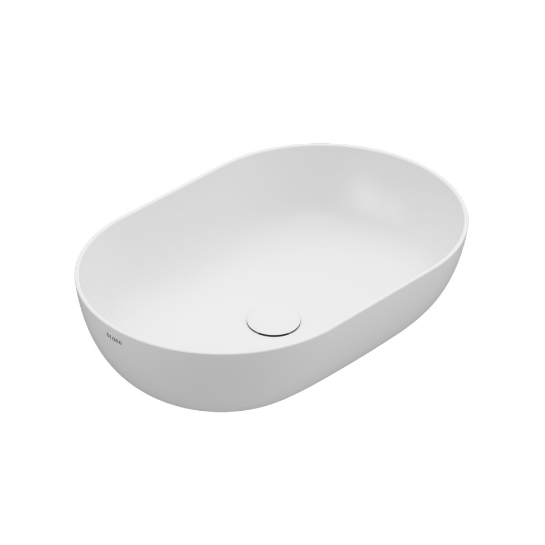 Globo T-Edge Oval Countertop Basin 600mm - Blanco Opaco - B6O60BO